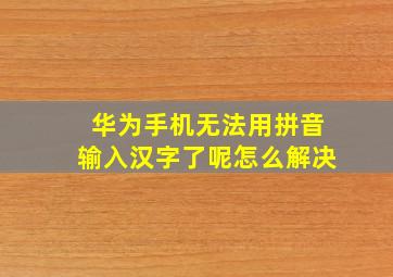 华为手机无法用拼音输入汉字了呢怎么解决