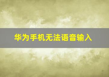 华为手机无法语音输入