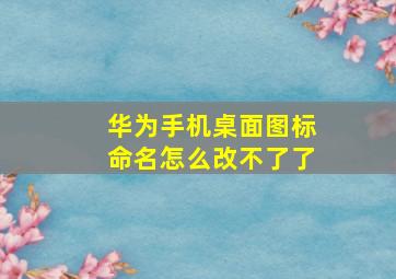 华为手机桌面图标命名怎么改不了了