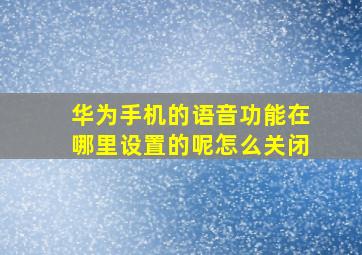 华为手机的语音功能在哪里设置的呢怎么关闭