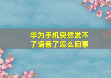 华为手机突然发不了语音了怎么回事