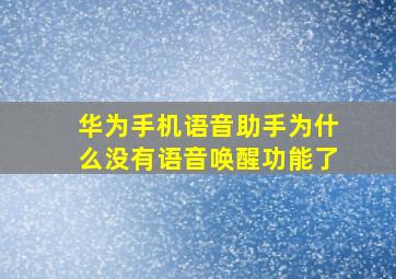 华为手机语音助手为什么没有语音唤醒功能了