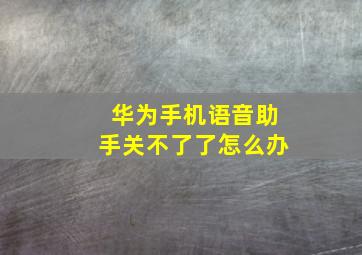 华为手机语音助手关不了了怎么办