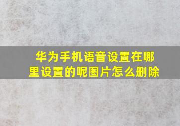 华为手机语音设置在哪里设置的呢图片怎么删除