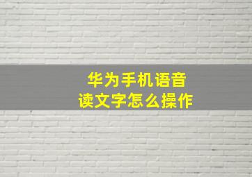 华为手机语音读文字怎么操作