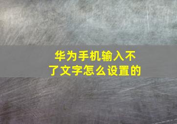 华为手机输入不了文字怎么设置的