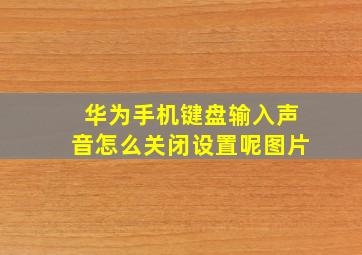 华为手机键盘输入声音怎么关闭设置呢图片