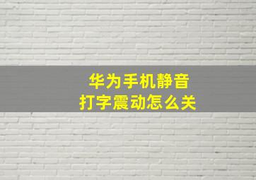 华为手机静音打字震动怎么关