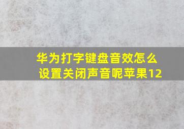 华为打字键盘音效怎么设置关闭声音呢苹果12