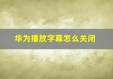 华为播放字幕怎么关闭