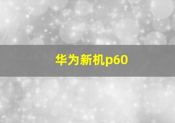 华为新机p60