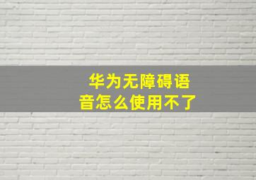 华为无障碍语音怎么使用不了