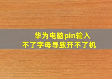 华为电脑pin输入不了字母导致开不了机