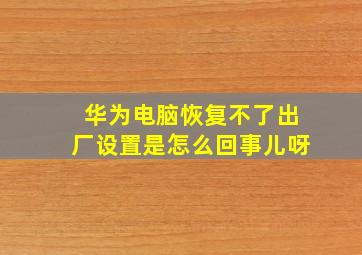 华为电脑恢复不了出厂设置是怎么回事儿呀