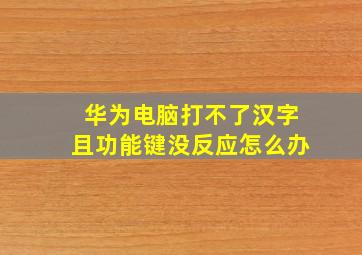 华为电脑打不了汉字且功能键没反应怎么办