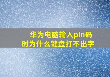 华为电脑输入pin码时为什么键盘打不出字