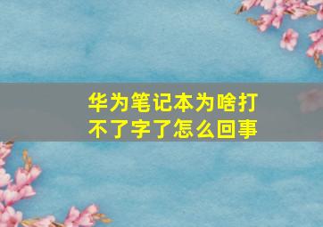 华为笔记本为啥打不了字了怎么回事