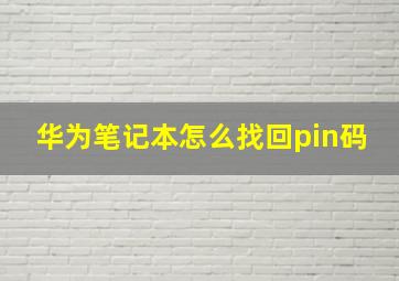 华为笔记本怎么找回pin码