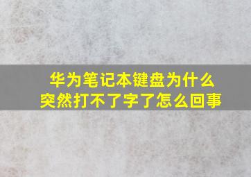 华为笔记本键盘为什么突然打不了字了怎么回事