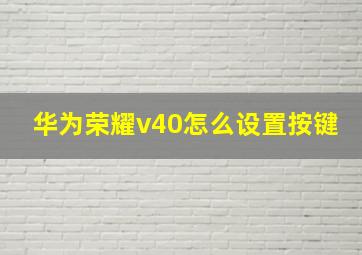 华为荣耀v40怎么设置按键