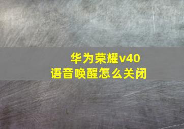 华为荣耀v40语音唤醒怎么关闭