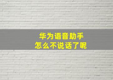 华为语音助手怎么不说话了呢