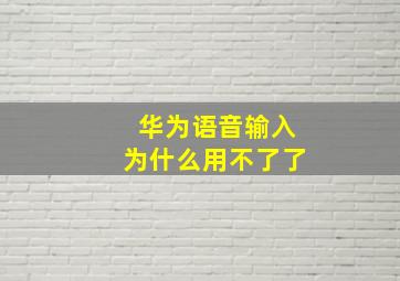 华为语音输入为什么用不了了