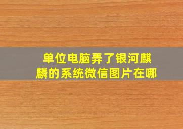 单位电脑弄了银河麒麟的系统微信图片在哪