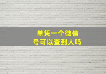 单凭一个微信号可以查到人吗