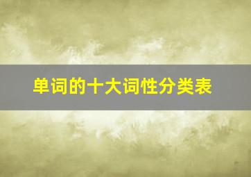 单词的十大词性分类表