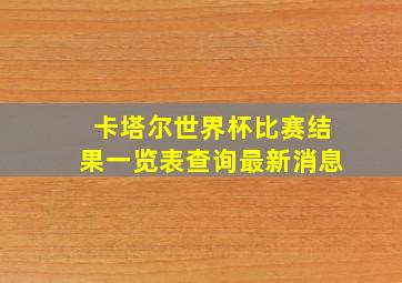 卡塔尔世界杯比赛结果一览表查询最新消息