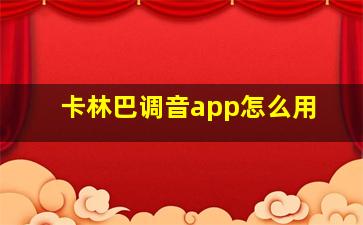 卡林巴调音app怎么用