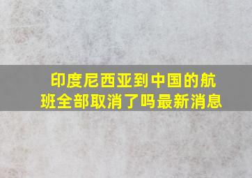 印度尼西亚到中国的航班全部取消了吗最新消息