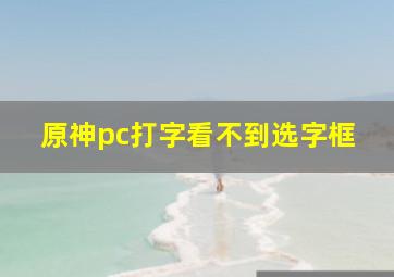 原神pc打字看不到选字框