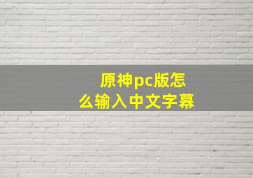 原神pc版怎么输入中文字幕