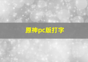 原神pc版打字