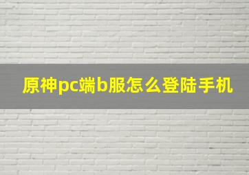 原神pc端b服怎么登陆手机