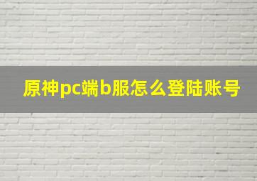 原神pc端b服怎么登陆账号