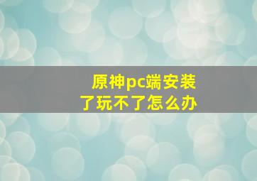 原神pc端安装了玩不了怎么办