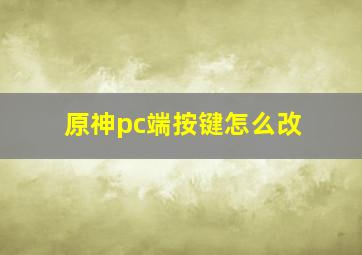 原神pc端按键怎么改