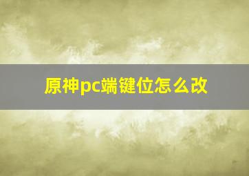 原神pc端键位怎么改