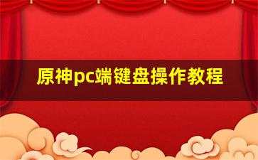 原神pc端键盘操作教程