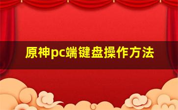 原神pc端键盘操作方法