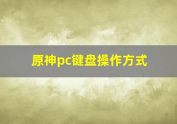 原神pc键盘操作方式