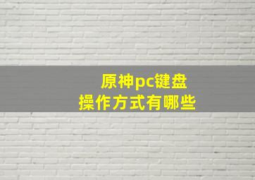 原神pc键盘操作方式有哪些