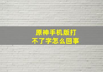 原神手机版打不了字怎么回事