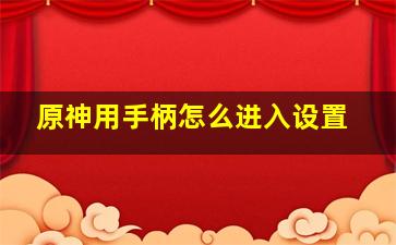 原神用手柄怎么进入设置