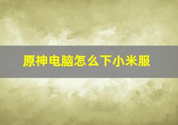 原神电脑怎么下小米服