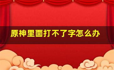 原神里面打不了字怎么办