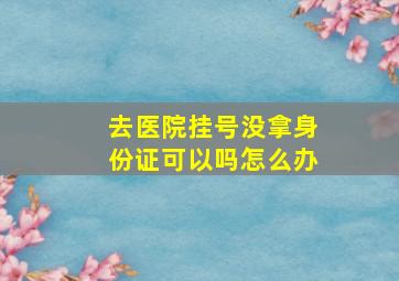 去医院挂号没拿身份证可以吗怎么办